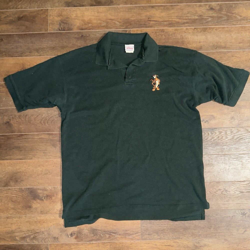 The Disney Store Mens XL Polo Shirt Embroidered Tigger Vintage Forest Green